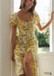 Boho Sexy Slit Ruffled Midi Dress Victoria